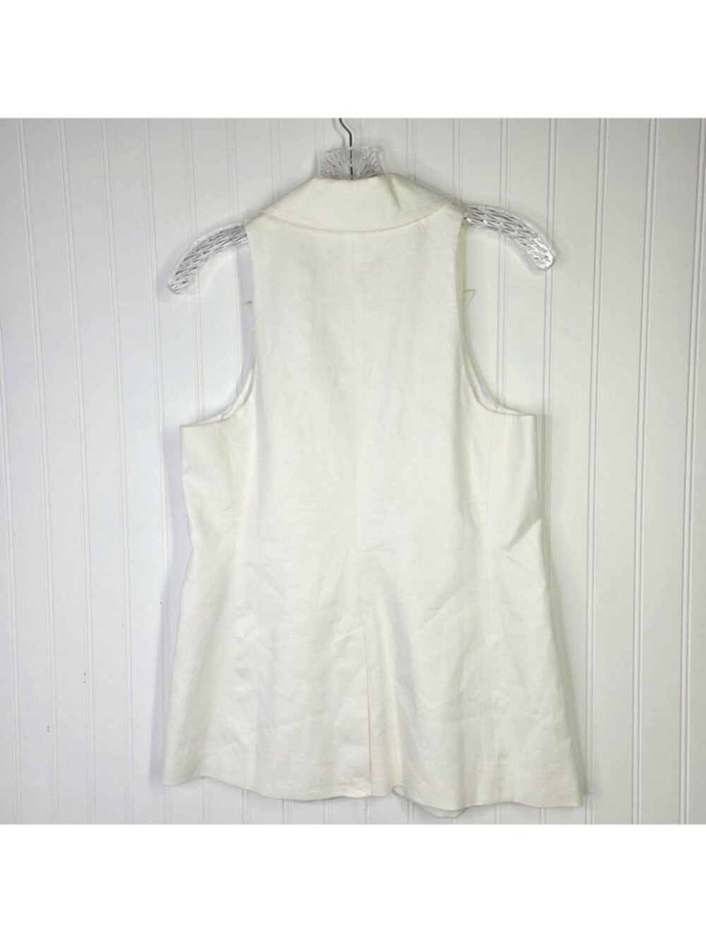 Banana Republic Suit Vest Women 6 Small White Linen Long Tailored Office Summer - Picture 7 of 12